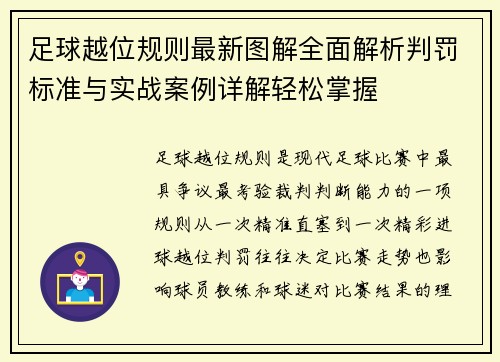 足球越位规则最新图解全面解析判罚标准与实战案例详解轻松掌握